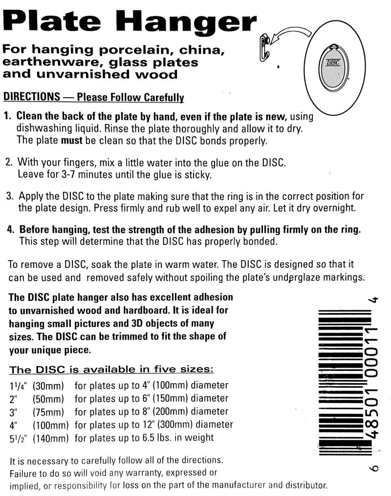 Flatirons Disc - Invisible English Disc - Adhesive Plate Hanger Set-ï½œ2"ï½œ 3"ï½œ4"ï½œ- Variety Pack- 5 of Each Size- (15 Pack)